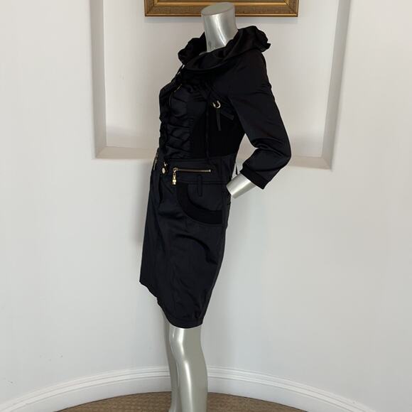 SVELTO STELLA Black Shirt Dress 3/4 Sleeves Zippers Detail Size EUR 42 - Picture 5 of 13